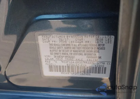 2017 Nissan Sentra Sl from USA, damaged, VIN 3N1AB7AP1HY352401